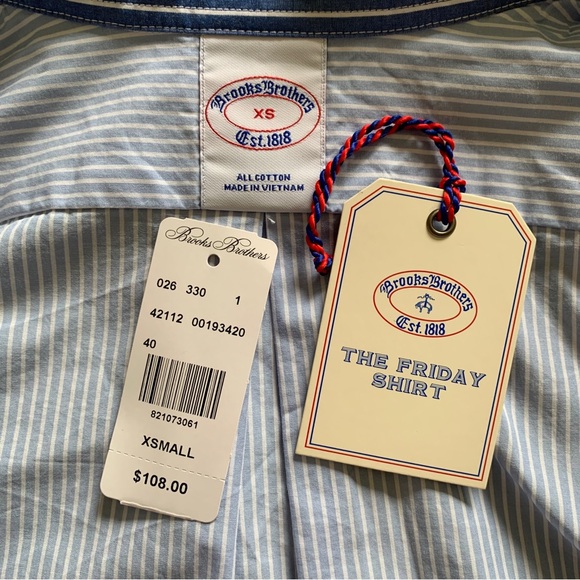 Brooks Brothers Friday Shirt – Poplin Fun Stripe, XS, Like New - Picture 4 of 6